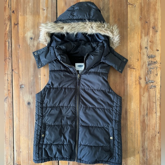 Puffer Vest with Removable Hood - Picture 1 of 3